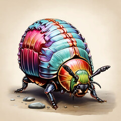 Colorful Insect Illustration Pill Bug  