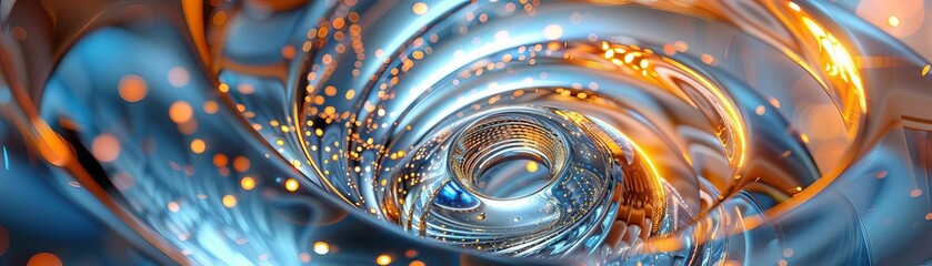 3D metallic fractals spiraling, creating a hypnotic tech-themed abstract background