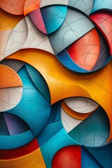 Fototapeta premium Semicircle futuristic background, 3D render clay style, Abstract geometric shape theme, colorful