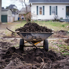 wheelbarrow in a garden