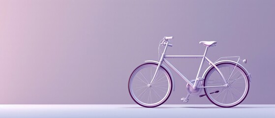 Fototapeta premium A 3D bicycle icon in a minimal style, on a pastel lavender grey background