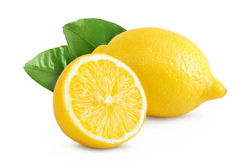 Ripe lemons isolated on white background with full depth of field.