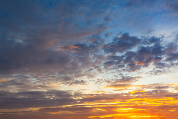 Clouds and orange sky,panoramic sunset sky and clouds background