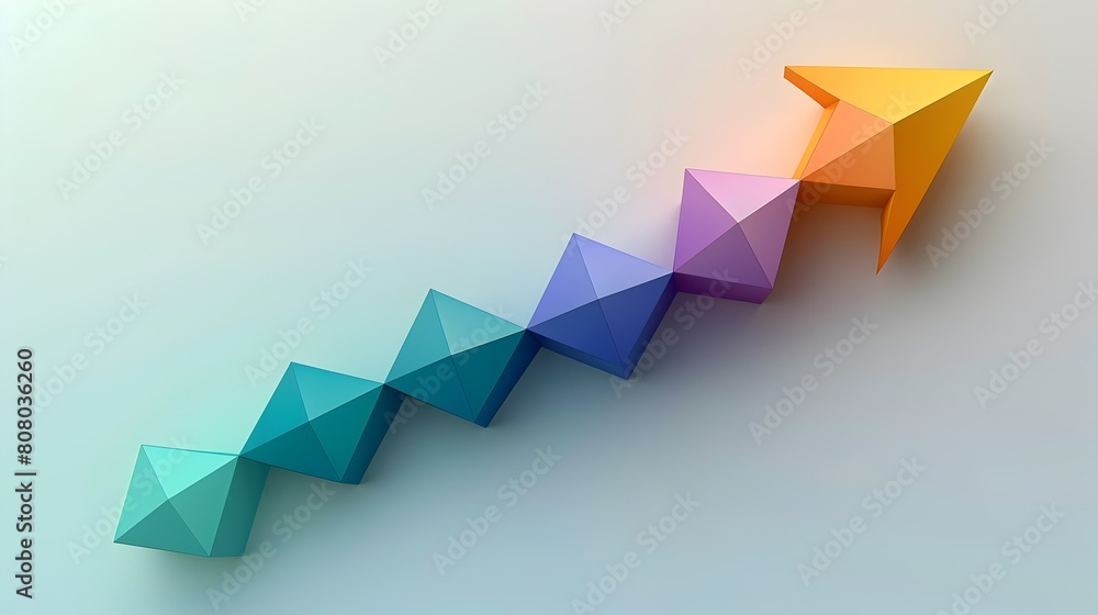 Poster vibrant geometric arrow pointing upwards on transparent background description:this digital image