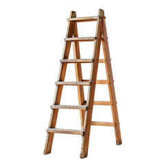 A wooden ladder with a metal bar on the top