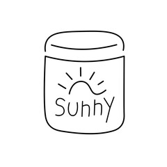 isolated linear icon sunscreen tube on the theme of summer and vacation. design for logo sticker print poster