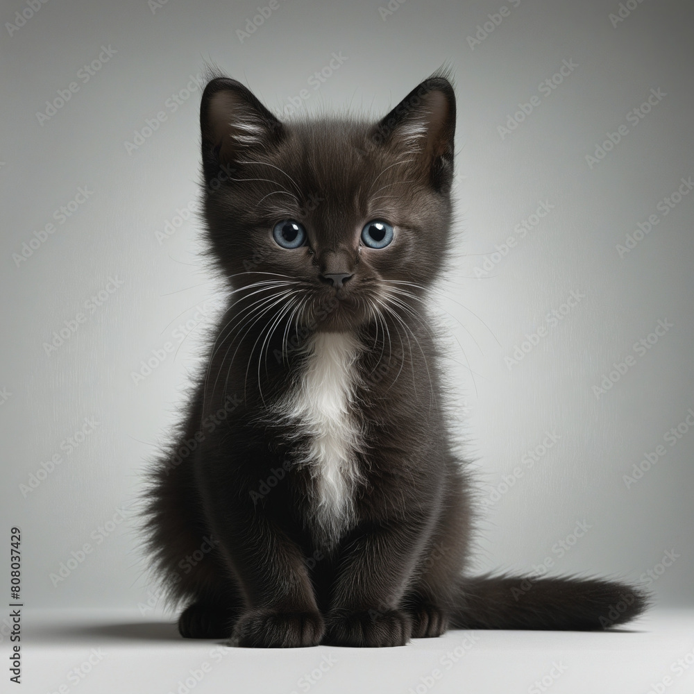 Poster eerie autumn feline portrait in negative space, with generative ai rendering and a transparent cut-o
