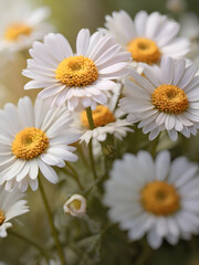 Obraz premium daisies in a garden,daisy flower close up , daisy flower in the morning