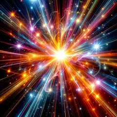 Naklejka premium Vibrant Light Burst in Starry Night