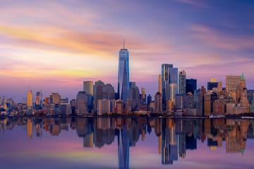 New York City with Manhattan Skyline over Hudson River,New York City, USA	

