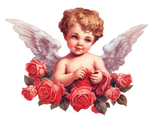 Fototapeta premium PNG Portrait flower angel cupid.