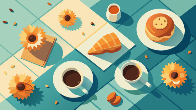 Cozy Autumn Breakfast Table Setting with Coffee and Pastries