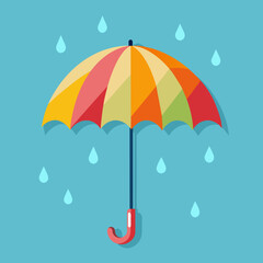 Umbrella and rain drops vector illustration.