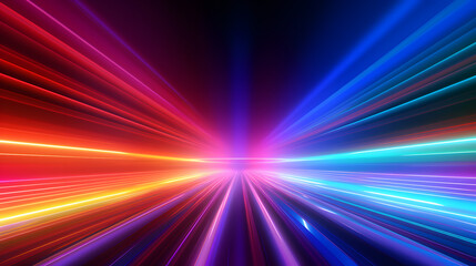Fototapeta premium Bright colorful neon rays and glowing lines poster background