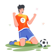 Football Athletes Flat Illustrations 
