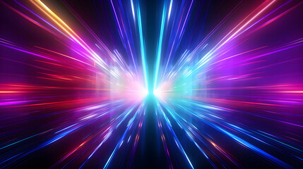 Bright colorful neon rays and glowing lines poster background