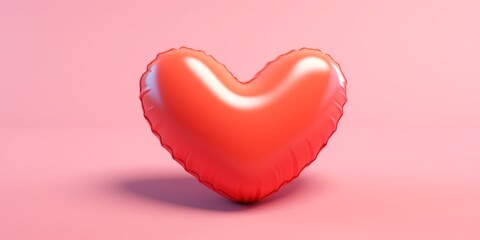 Solitary Red Heart Balloon on Peach Backdrop