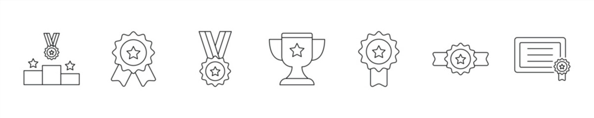set of achievement icon. award, trophy, medal, winner icon. vector illustration