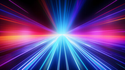 Fototapeta premium Bright colorful neon rays and glowing lines poster background