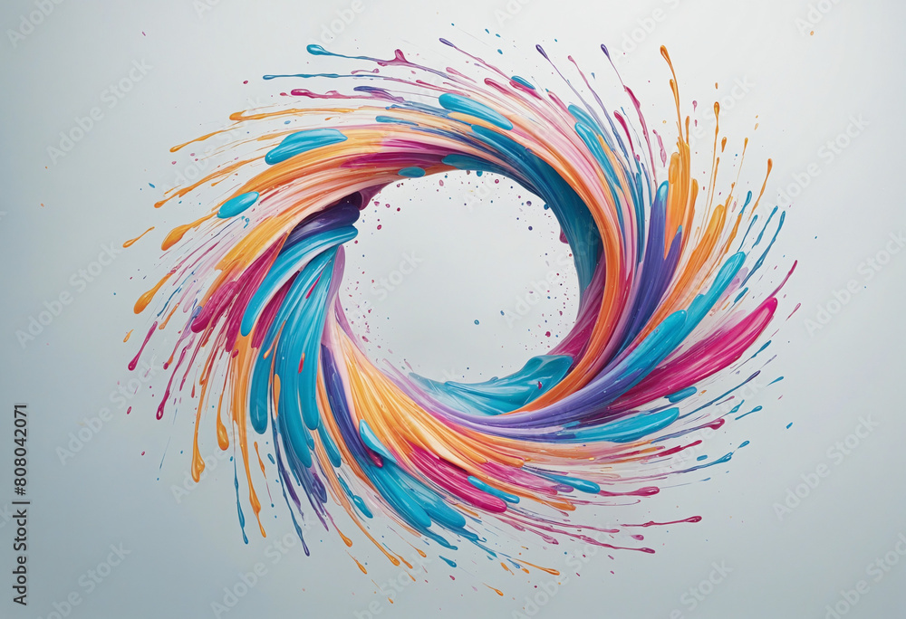 Poster abstract three-dimensional vector design with watercolor painting elements, rendered in a colorful s