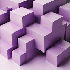 Fototapeta premium 3D Purple Geometric Shapes on Transparent Background