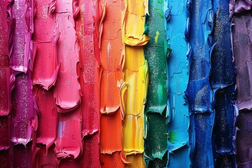 Rainbow color painted on a wooden wall,  Abstract background for design