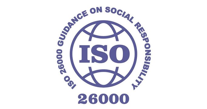 ISO 26000 certified animated stamp, guidance on social responsibility standard, transparent background footage