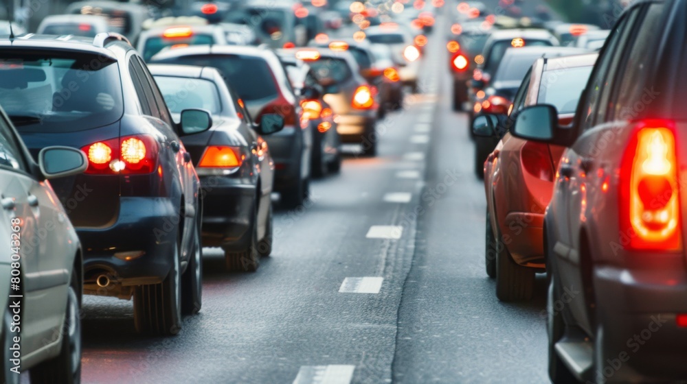 Aufkleber a traffic jam on a busy highway, illustrating congestion and commuting woes