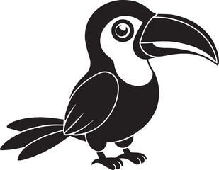 Naklejka premium Tropical toucan black silhouette isolated on white background vector illustration