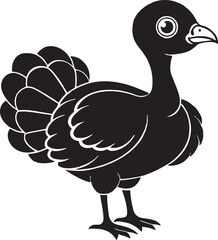 black silhouette of a turkey on a white background, vector illustration,