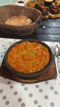 Traditional Albanian dish with beef liver (tav&euml; dheu)