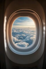 Fototapeta premium Skybound Perspective: View from Inside the Aircraft Window