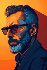 Illustration of a man with sunglasses and a beard