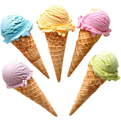 Bright colored ice cream, on a transparent background