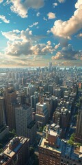 New York Cityscape with Clouds