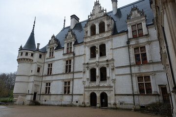 Renaissance castle of  Azay-Le-Rideau, France. Built in the 16th century and enlarged in the 19th century. Renaissance style.