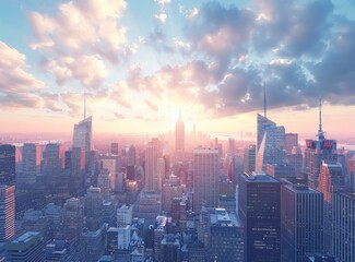 New York City skyline during sunset