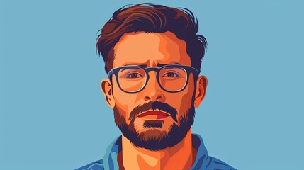 Portrait of a young man with glasses and a beard