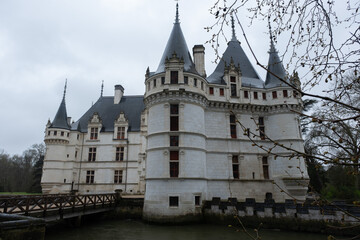 Fototapeta premium Renaissance castle of Azay-Le-Rideau, France. Built in the 16th century and enlarged in the 19th century. Renaissance style.