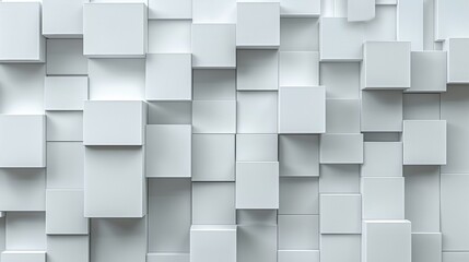 Obraz premium A white wall with many cubes in different sizes, AI