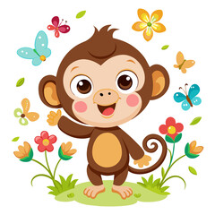 Fototapeta premium Jungle Junior: Playful Monkey Adventure