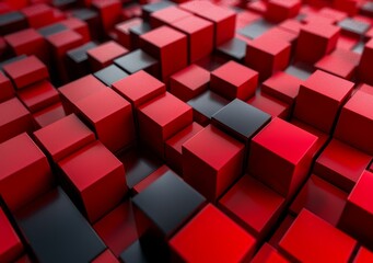 Red and black 3D cubes background