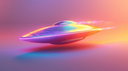 Sleek Iridescent UFO Gliding Through an Isometric Dimension