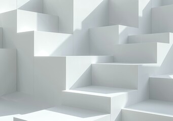 3D rendering of a geometric pattern of white cubes