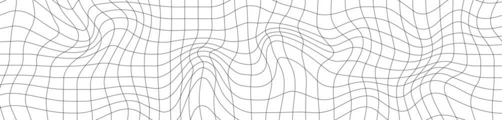 Abstract 3D wireframe mesh grid with a wave pattern. Flat vector illustration isolated on white background.
