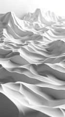 White 3D rendering of a mountainous landscape