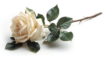 Isolated White Rose on Transparent Background