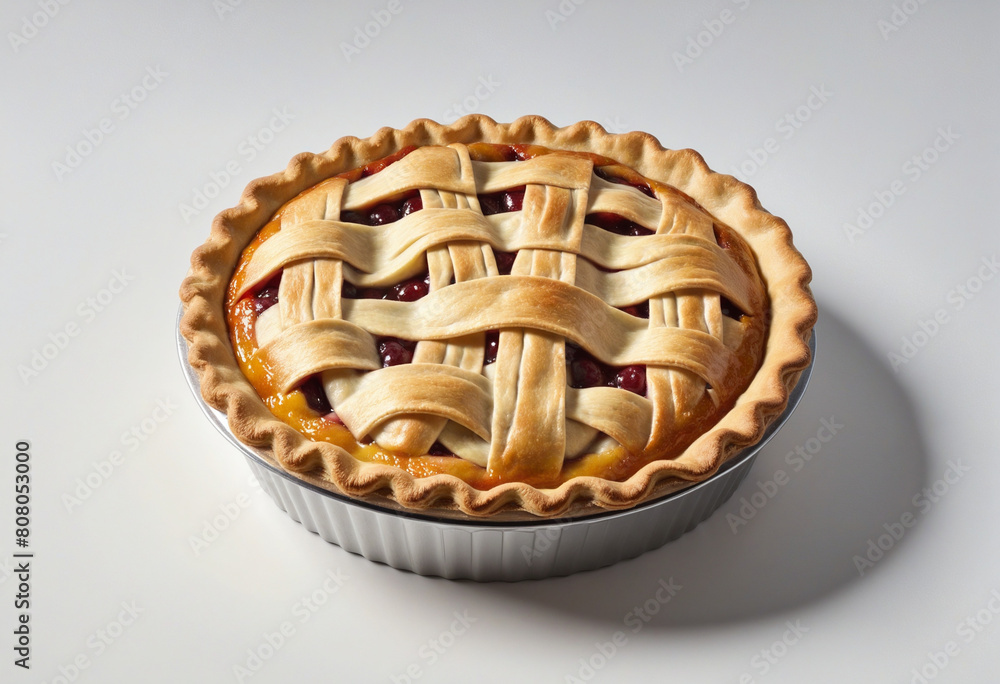 Poster generative ai creates a delectable apple pie with a perfectly crisp crust, isolated on a transparent