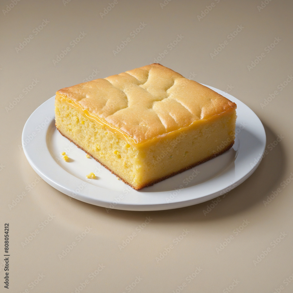 Poster generative ai creates delicious yellow cornbread slice isolated on a transparent background