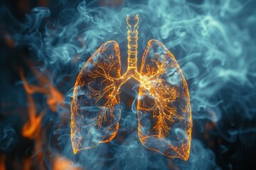 Human lungs are completely filled with pollution smoke and smoking, lung pollution, second-hand smoke, smoking ban, industrial pollution, air pollution, organ pollution, World Environment Day, environ